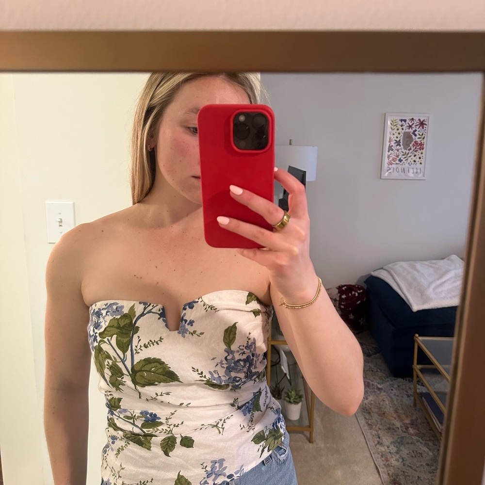 Reformation floral strapless top